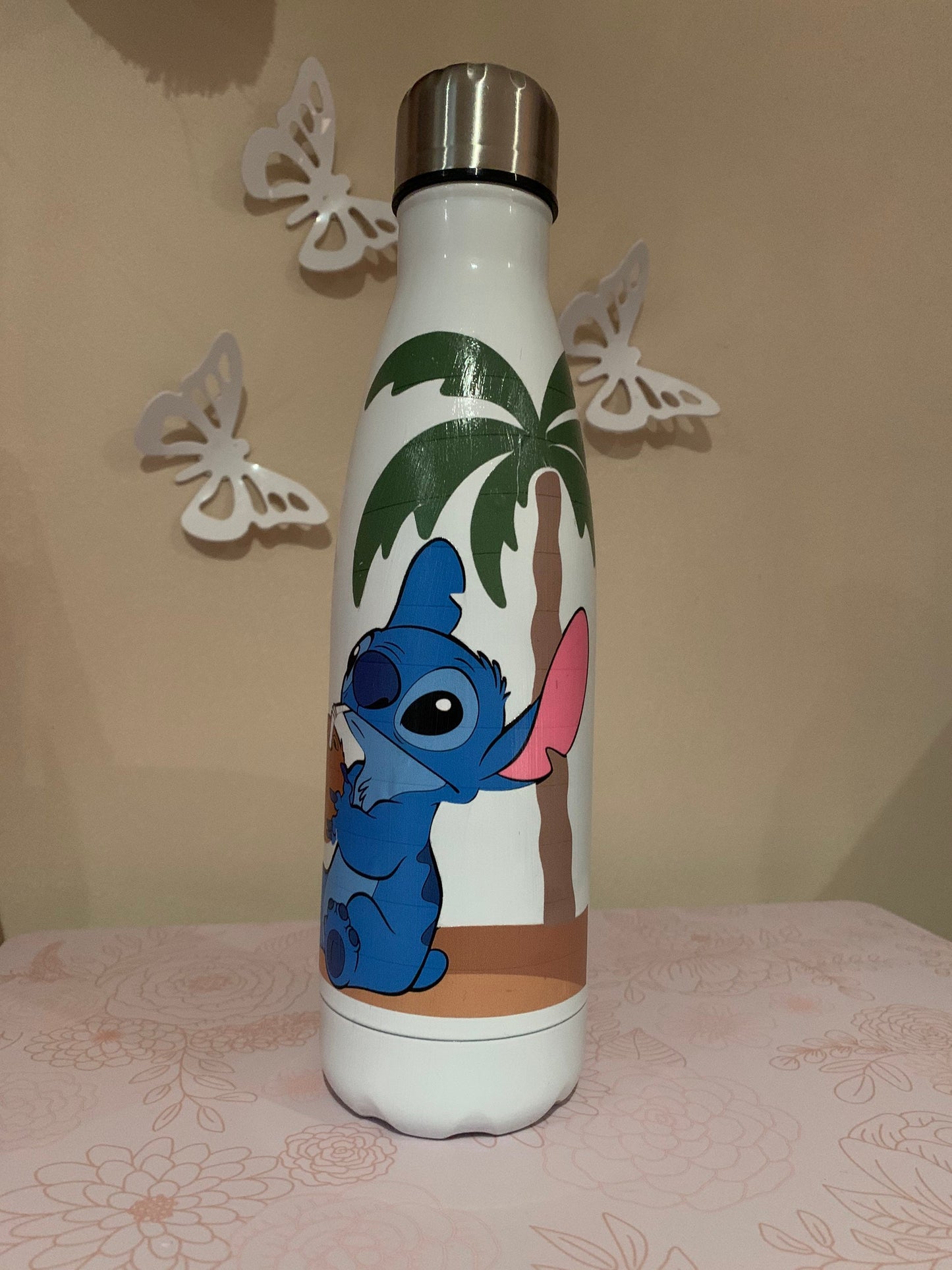 Dishwasher safe stitch on vacation reusable water bottle