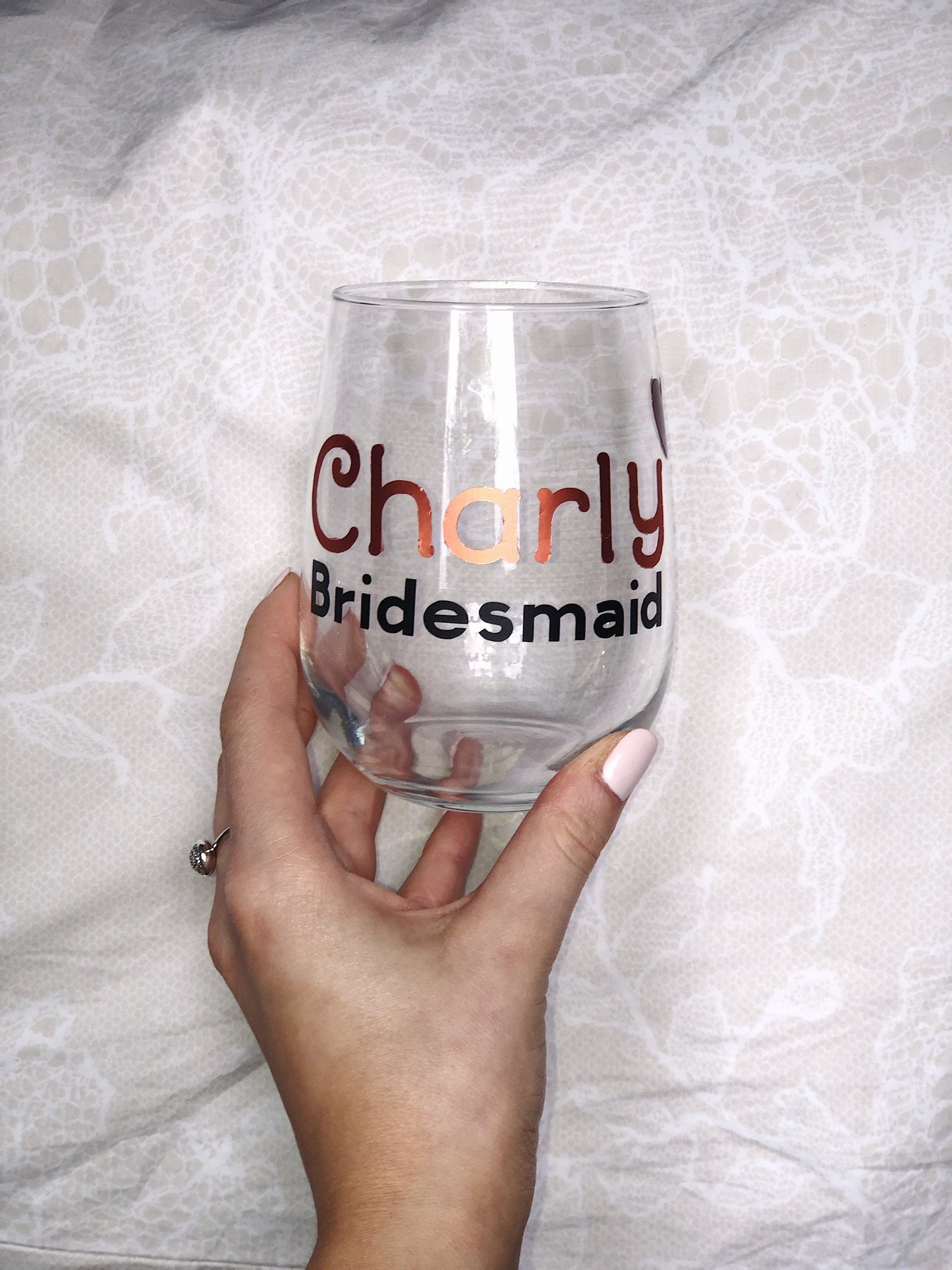 Bridesmaids tumbler and wine glass