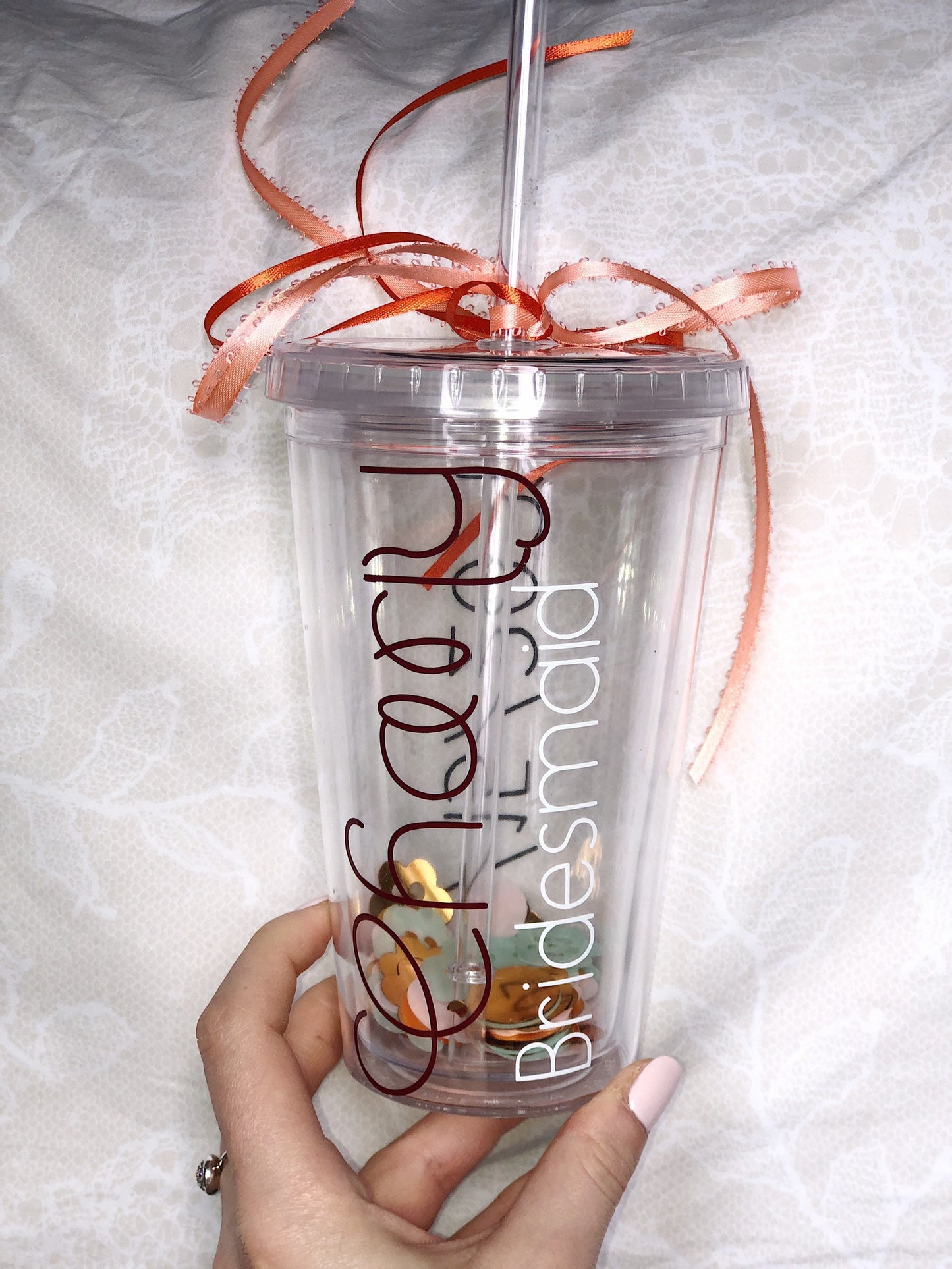 Bridesmaids tumbler and wine glass